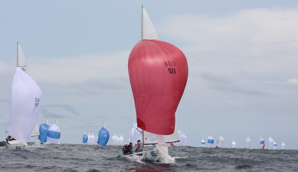 Grand V slips nicely into 8th place in the first race of the series. - Zhik Etchells Nationals 2012 © Tracey Johnstone